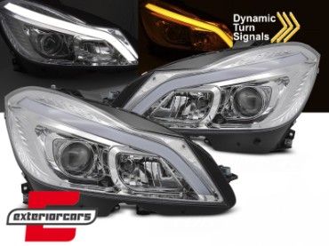 Prednja svjetla LED DRL SEQ žmigavci W205 look (chrome) / Mercedes C-klasa W204 S204 C204 Facelift (2011-2014), LPMEF2