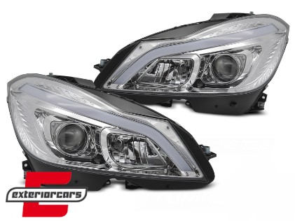 Prednja svjetla LED DRL SEQ žmigavci W205 look (chrome) / Mercedes C-klasa W204 S204 C204 Facelift (2011-2014), LPMEF2