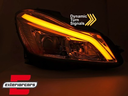 Prednja svjetla LED DRL SEQ žmigavci W205 look (chrome) / Mercedes C-klasa W204 S204 C204 Facelift (2011-2014), LPMEF2
