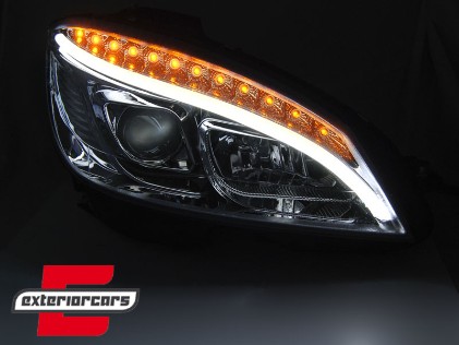 Prednja svjetla LED DRL SEQ žmigavci W205 look (chrome) / Mercedes C klasa W204 S204 limuzina karavan (2007-2010), LPMEC3