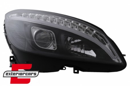 Prednja svjetla LED DRL SEQ žmigavci W205 look (crna) / Mercedes C klasa W204 S204 limuzina karavan (2007-2010), LPMEC4