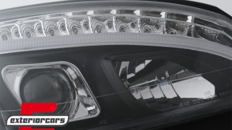 Prednja svjetla LED DRL SEQ žmigavci W205 look (crna) / Mercedes C klasa W204 S204 limuzina karavan (2007-2010), LPMEC4