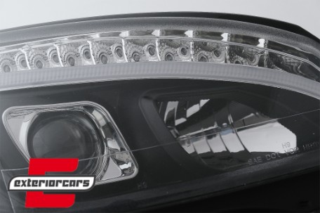 Prednja svjetla LED DRL SEQ žmigavci W205 look (crna) / Mercedes C klasa W204 S204 limuzina karavan (2007-2010), LPMEC4