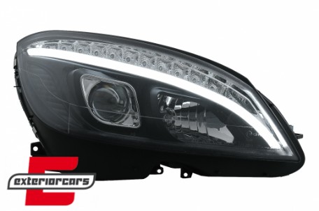 Prednja svjetla LED DRL SEQ žmigavci W205 look (crna) / Mercedes C klasa W204 S204 limuzina karavan (2007-2010), LPMEC4