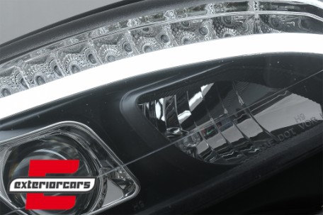 Prednja svjetla LED DRL SEQ žmigavci W205 look (crna) / Mercedes C klasa W204 S204 limuzina karavan (2007-2010), LPMEC4