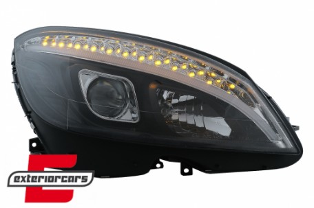 Prednja svjetla LED DRL SEQ žmigavci W205 look (crna) / Mercedes C klasa W204 S204 limuzina karavan (2007-2010), LPMEC4