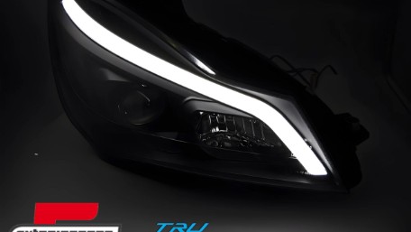 Prednja svjetla LED DRL SEQ žmigavci W205 look (mat crna) / Mercedes C-klasa W204 S204 C204 Facelift (2011-2014), LPMEF3