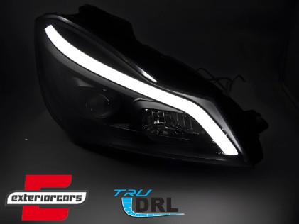 Prednja svjetla LED DRL SEQ žmigavci W205 look (mat crna) / Mercedes C-klasa W204 S204 C204 Facelift (2011-2014), LPMEF3