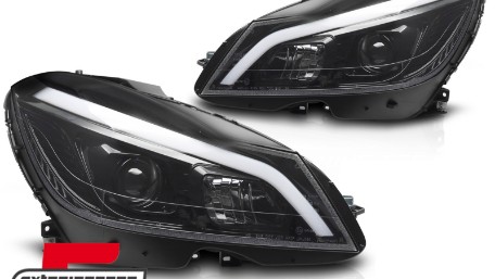 Prednja svjetla LED DRL SEQ žmigavci W205 look (piano crna) / Mercedes C-klasa W204 S204 C204 Facelift (2011-2014), LPMEF4