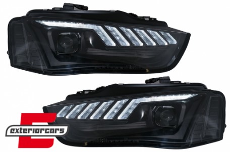 Prednja svjetla LED DRL SEQ žmigavci Xenon (crna) / AUDI A4 B8.5 Facelift (2012-2015), LPAUF8