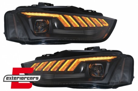Prednja svjetla LED DRL SEQ žmigavci Xenon (crna) / AUDI A4 B8.5 Facelift (2012-2015), LPAUF8