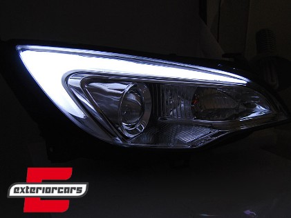 Prednja svjetla LED DRL TubeLight dizajn (chrome) / Opel Astra J (2010-2015), LPOPA0
