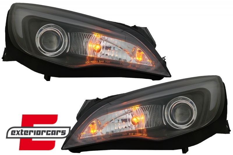 Prednja svjetla LED DRL TubeLight dizajn (crna) / Opel Astra J (2010-2015), LPOPA1