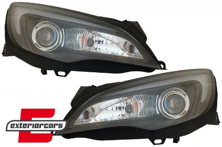 Prednja svjetla LED DRL TubeLight dizajn (crna) / Opel Astra J (2010-2015), LPOPA1