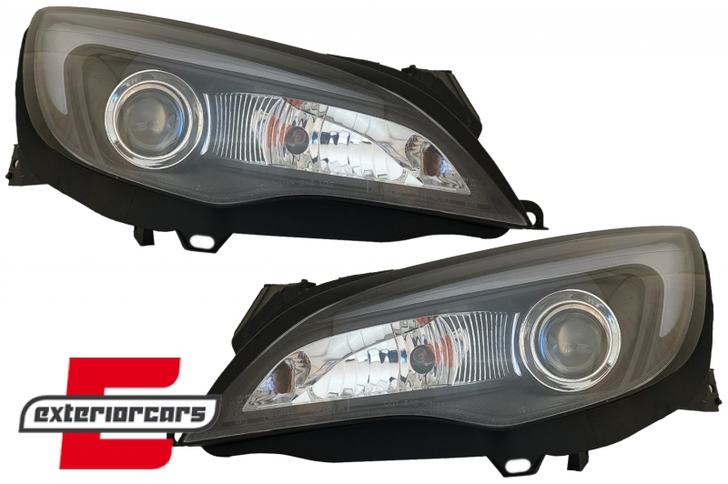 Prednja svjetla LED DRL TubeLight dizajn (crna) / Opel Astra J (2010-2015), LPOPA1