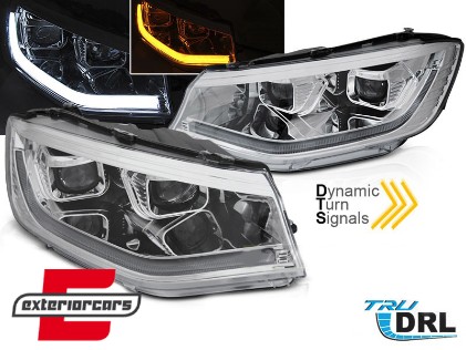 Prednja svjetla LED DRL TubeLight SEQ žmigavci (chrome) / Volkswagen Caddy V (2020-), LPVWV0