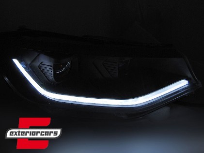 Prednja svjetla LED DRL TubeLight SEQ žmigavci (crna) / Volkswagen Caddy V (2020-), LPVWV1
