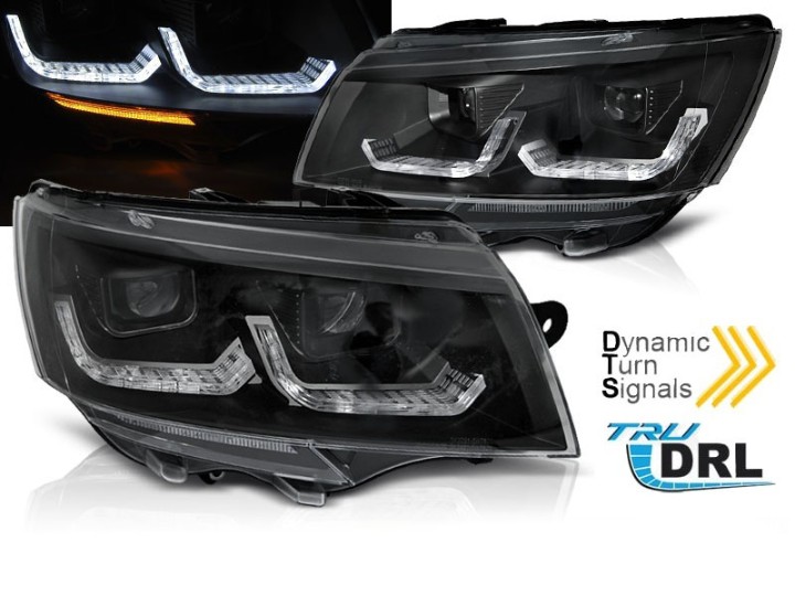 Prednja svjetla LED DRL TubeLight SEQ žmigavci (crna) / VW Transporter Multivan Caravelle T6.1 (2020-), LPVWU9