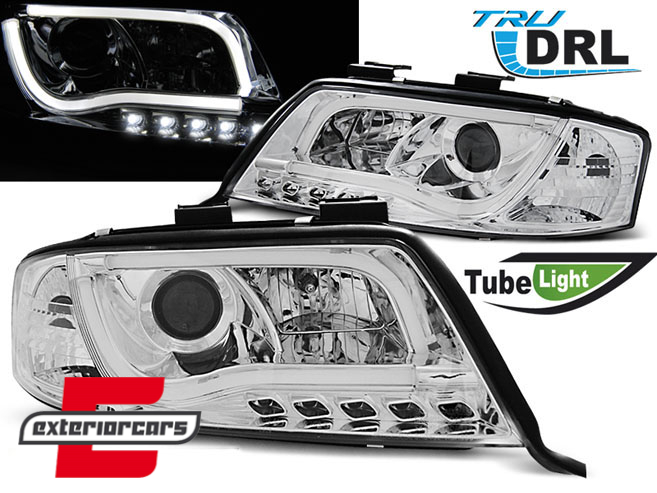 Prednja svjetla LED DRL TubeLights (chrome) / Audi A6 4B C5 (05.1997-05.2001), LPAUB6