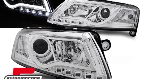 Prednja svjetla LED DRL TubeLights (chrome) / Audi A6 4F C6 (04.2004-2008), LPAUC7