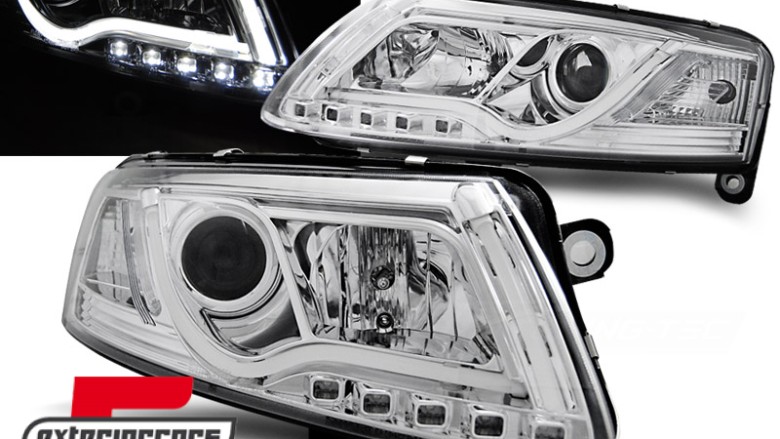 Prednja svjetla LED DRL TubeLights (chrome) / Audi A6 4F C6 (04.2004-2008), LPAUC7