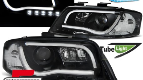 Prednja svjetla LED DRL TubeLights (crna) / Audi A6 4B C5 (05.1997-05.2001), LPAUB7