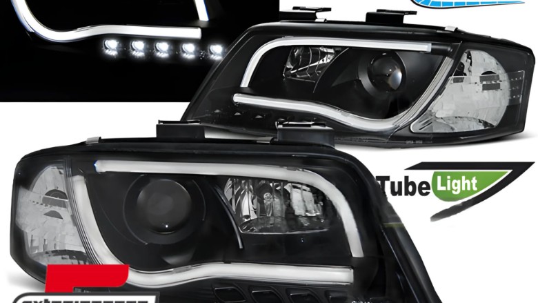Prednja svjetla LED DRL TubeLights (crna) / Audi A6 4B C5 (05.1997-05.2001), LPAUB7
