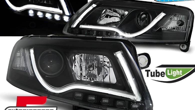 Prednja svjetla LED DRL TubeLights (crna) / Audi A6 4F C6 (04.2004-2008), LPAUC8