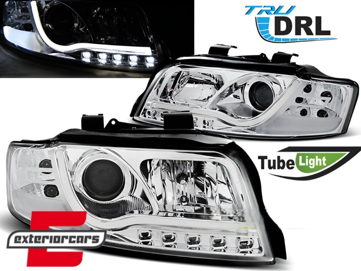 Prednja svjetla LED DRL TubeLights dizajn (chrome) / Audi A4 B6 (2000-2004), LPAUB2