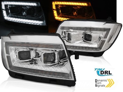 Prednja svjetla LED DRL TubeLights SEQ žmigavci (chrome) / VW Crafter II (2017-), LPVWU0
