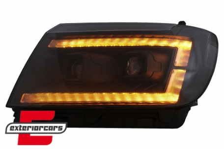 Prednja svjetla LED DRL TubeLights SEQ žmigavci (crna) / VW Crafter II (2017-), LPVWU1