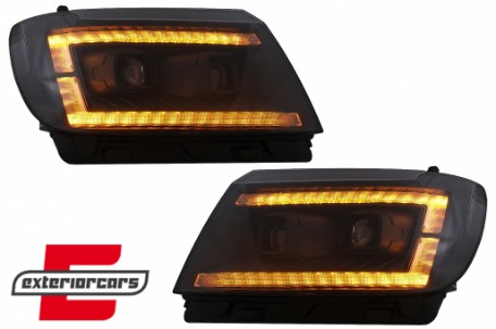 Prednja svjetla LED DRL TubeLights SEQ žmigavci (crna) / VW Crafter II (2017-), LPVWU1