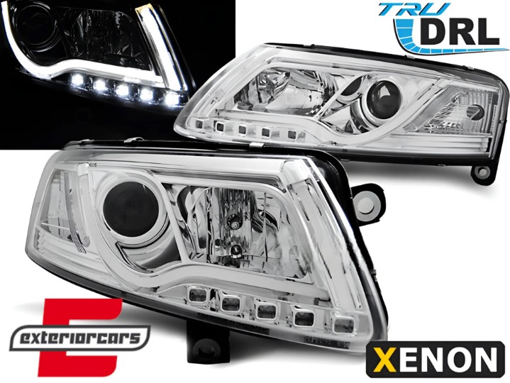 Prednja svjetla LED DRL TubeLights Xenon (chrome) / Audi A6 C6 4F (04.2004-2008), LPAUC0