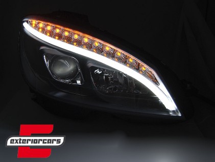 Prednja svjetla LED DRL W205 look (crna) / Mercedes C klasa W204 S204 limuzina karavan (2007-2010), LPMEB5