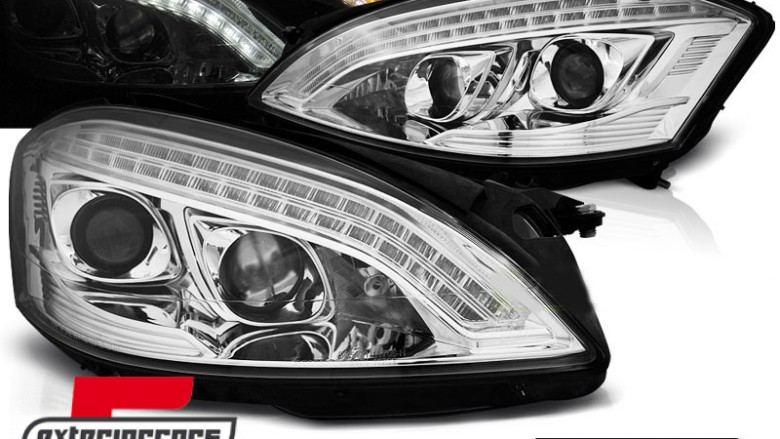 Prednja svjetla LED DRL W222 look (chrome) / Mercedes S-klasa W221 (2005-2009), LPMEB2