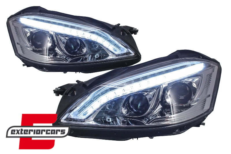 Prednja svjetla LED DRL W222 look (chrome) / Mercedes S-klasa W221 (2005-2009), LPMEB2