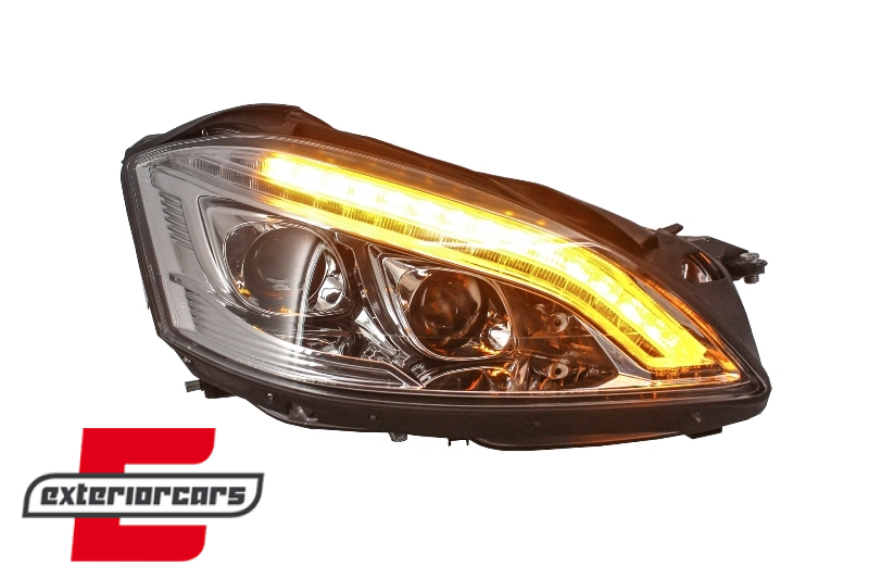 Prednja svjetla LED DRL W222 look (chrome) / Mercedes S-klasa W221 (2005-2009), LPMEB2