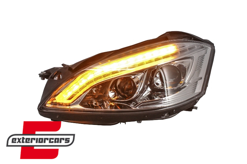 Prednja svjetla LED DRL W222 look (chrome) / Mercedes S-klasa W221 (2005-2009), LPMEB2