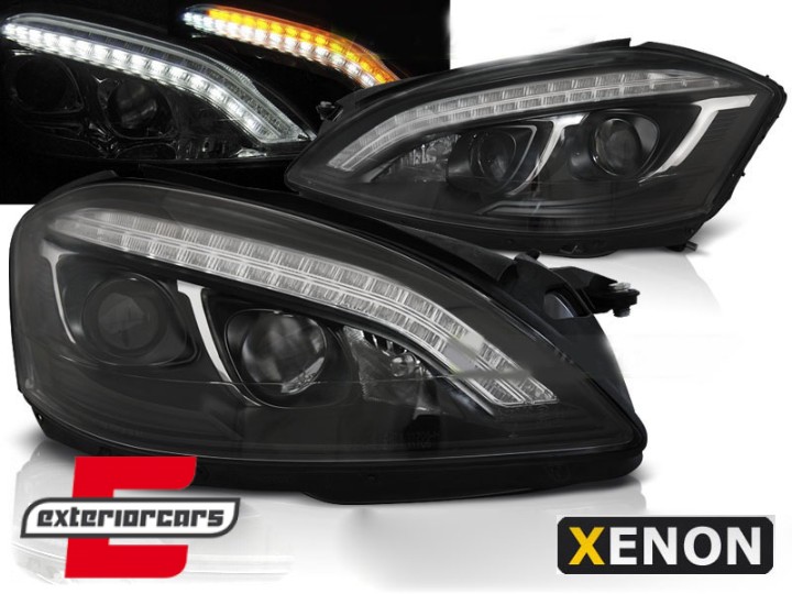 Prednja svjetla LED DRL W222 look (crna) / Mercedes S-klasa W221 (2005-2009), LPMEB3