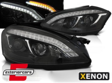 Prednja svjetla LED DRL W222 look (crna) / Mercedes S-klasa W221 (2005-2009), LPMEB3