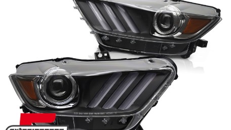 Prednja svjetla LED DRL Xenon (crna) / Ford Mustang VI (2015-2017), LPFOC8