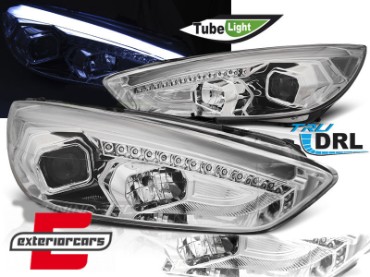 Prednja svjetla LED DRL Xenon look (chrome) / / Ford Focus Mk3 Facelift (2014-2018), LPFO78