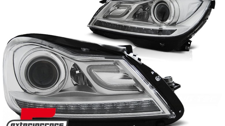 Prednja svjetla LED DRL Xenon look (chrome) / Mercedes C-klasa W204 S204 C204 Facelift (2011-2014), LPME86