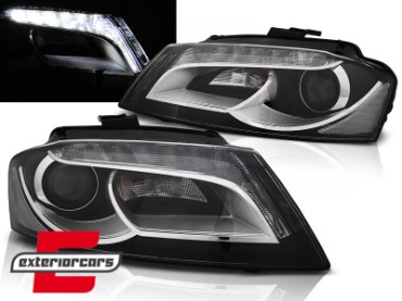 Prednja svjetla LED DRL Xenon look (crna) / Audi A3 8P Facelift Hatchback Sportback (2008-2012), LPAUD3