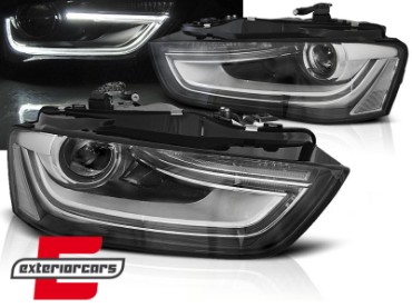 Prednja svjetla LED DRL Xenon look (crna) / Audi A4 B8.5 Facelift (2012-2015), LPAUE6