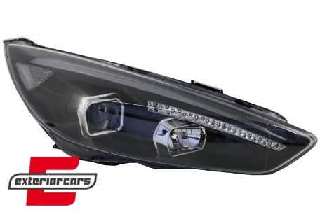 Prednja svjetla LED DRL Xenon look (crna) / Ford Focus Mk3 Facelift (2014-2018), LPFO79
