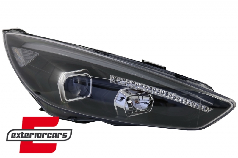 Prednja svjetla LED DRL Xenon look (crna) / Ford Focus Mk3 Facelift (2014-2018), LPFO79
