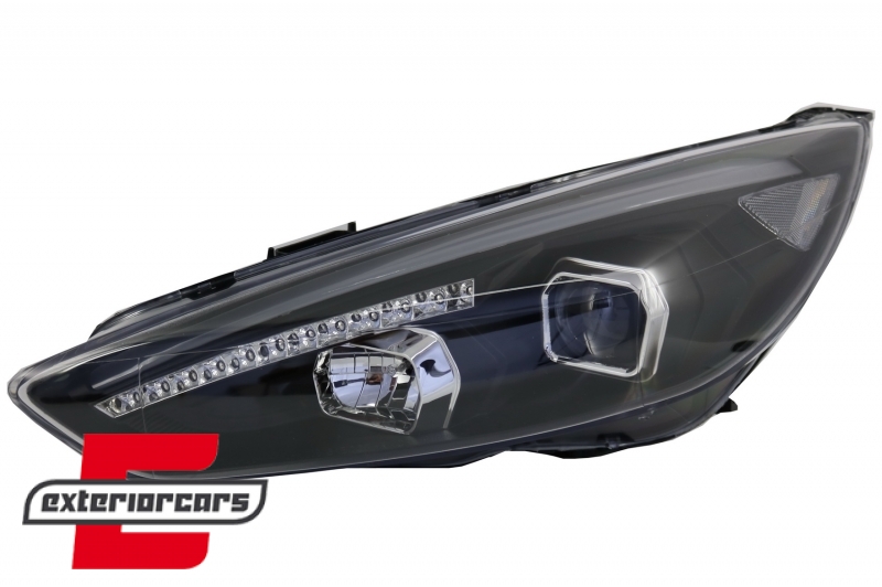 Prednja svjetla LED DRL Xenon look (crna) / Ford Focus Mk3 Facelift (2014-2018), LPFO79