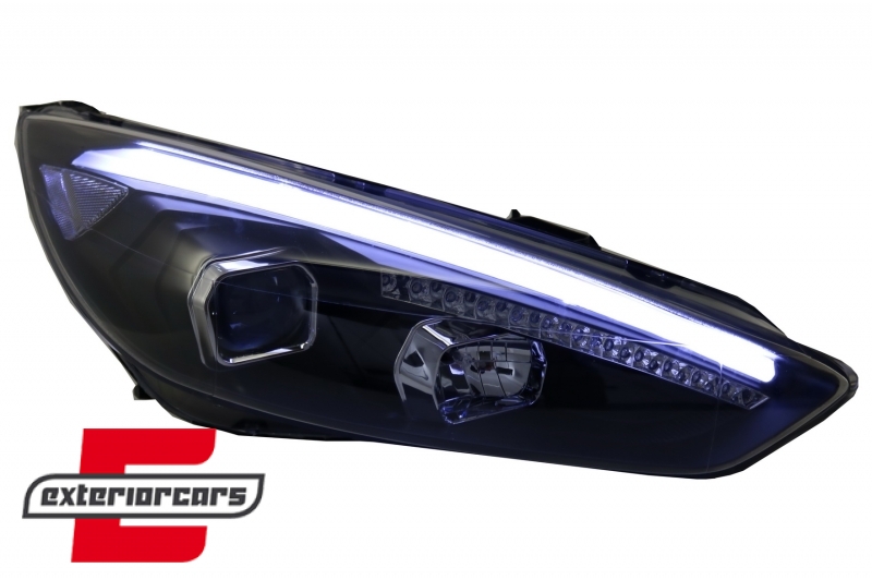 Prednja svjetla LED DRL Xenon look (crna) / Ford Focus Mk3 Facelift (2014-2018), LPFO79