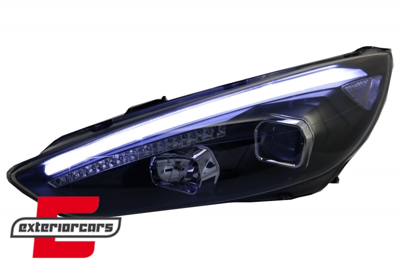 Prednja svjetla LED DRL Xenon look (crna) / Ford Focus Mk3 Facelift (2014-2018), LPFO79